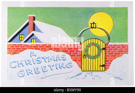 Vintage Auguri di Natale Cartolina postale Foto Stock