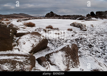 Doxey in inverno, il Peak District Foto Stock