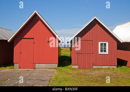 Fisherman's capanne in Kovik, Gotland (Svezia). Foto Stock