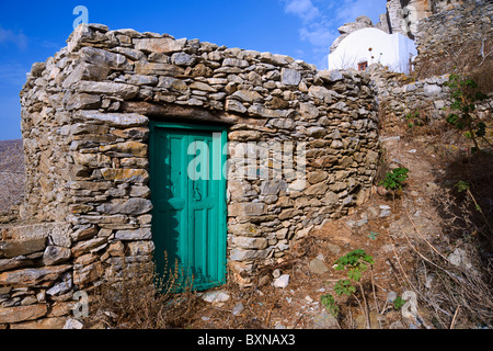 Piccola casa in pietra nel villaggio di Hora, sul Greco Cyclade isola di Amorgos. Foto Stock