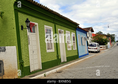 Case tipiche, a Ribeirao da Ilha di Florianopolis, Santa Catarina, Brasile Foto Stock