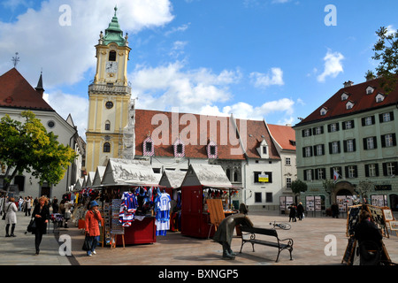 Piazza principale, Hlavni namesti, Bratislava città vecchia, Slovacchia, Europa Foto Stock