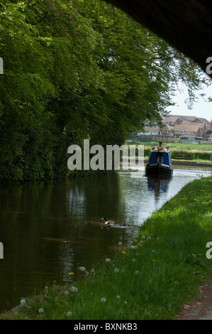 Vacanza in barca sul canale in Llangollen e Shropshire Union canal, Ellesmere, Shropshire. Foto Stock