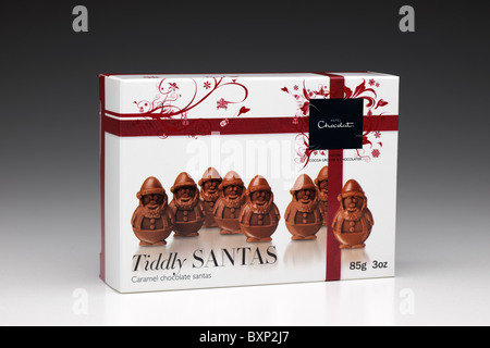 Scatola di 'Hotel Chocolat' Natale Babbi Natale Tiddly stagionali trattamento al cioccolato Foto Stock