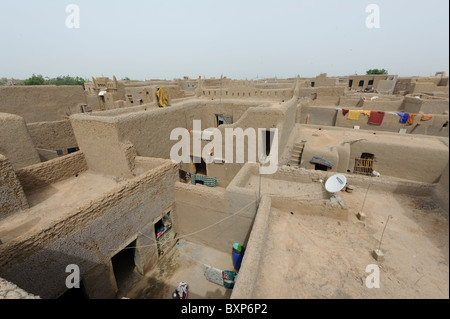 Vista aerea di case di fango in Djenné, Mali Foto Stock