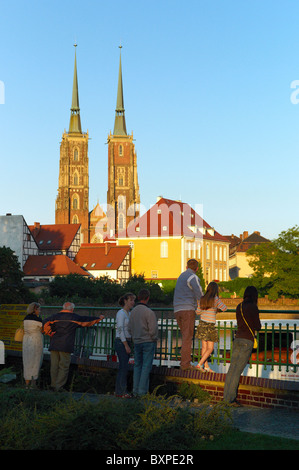 Vista della cattedrale di San Giovanni sul Duomo Isola, Wroclaw, Polonia Foto Stock