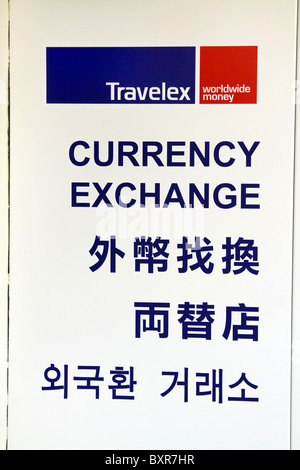 Travelex cinese cambio valuta segno di Hong Kong, Cina Foto Stock