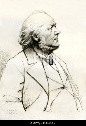 Honoré Daumier (1808-1879) francese Charicaturist, pittore e scultore (c xix secolo ritratto incisione). Foto Stock