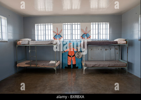 Camera dormitorio nell'Isola di Robben Prigione di Massima Sicurezza, Cape Town, Sud Africa Foto Stock