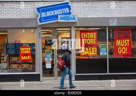 Chiusura di Blockbuster a Manhattan, New York City Foto Stock