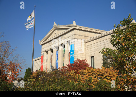 Colonne e la facciata del fronte del Shedd Aquarium di Chicago, Illinois, Stati Uniti d'America Foto Stock