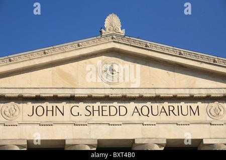 La facciata della Shedd Aquarium di Chicago, Illinois, Stati Uniti d'America Foto Stock