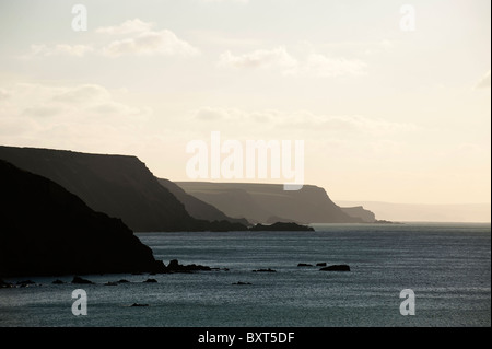 Vista verso sud lungo la North Devon Coast vicino Hartland Quay, England, Regno Unito Foto Stock