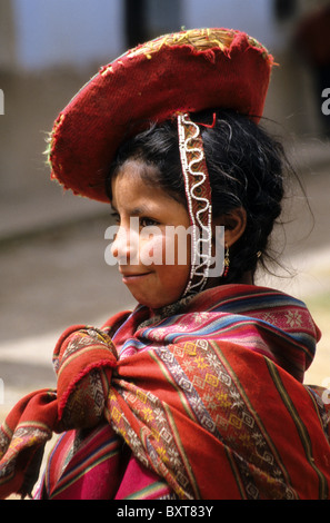 Quechua ragazza indiana, Willoq, Perù Foto Stock