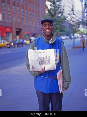 New York Times street venditore, Manhattan, New York, nello Stato di New York, Stati Uniti d'America Foto Stock