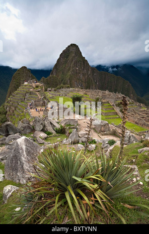 Visualizzazione classica di Machu Picchu, Perù, Sud America Foto Stock