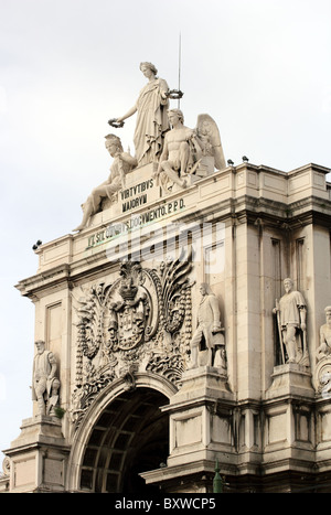 Arco trionfale, Praca do Comercio, Lisbona, Portogallo Foto Stock