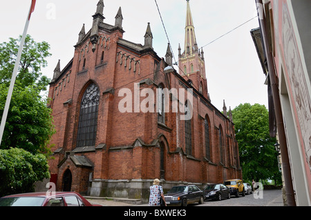 San Salvatore chiesa costruita originariamente nel 1857 per l'uso di marinai britannici è anche conosciuta come la Chiesa anglicana, Riga, Lettonia Foto Stock