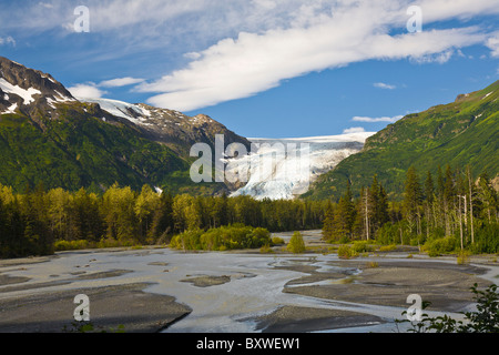 Exit Glacier e il dilavamento rocciosa sul kanai penisola di Seward alaska Foto Stock