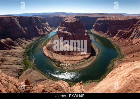 Stati Uniti d'America, Arizona, Pagina, Horseshoe Bend sul fiume Colorado al di sotto di Glen Canyon Dam Foto Stock