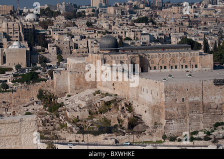 Una vista del Monte del Tempio a Gerusalemme. Foto Stock