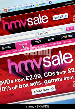 HMV sito web dello store. Foto Stock