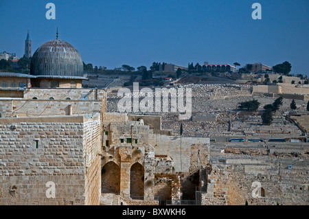 Una vista del Monte del Tempio con la cupola della al-Aqsa moschea che mostra. Foto Stock