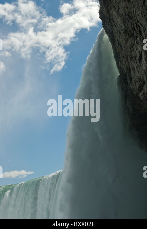 Il 'Cascate Horseshoe' parte delle Cascate del Niagara in Ontario, Canada ,su un soleggiato cadono giorno visto da "Il Viaggio Dietro le Cascate'. Foto Stock