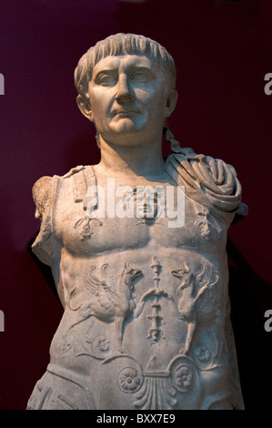 L'imperatore Traiano 98 - 117 Marcus Ulpius Nerva Traianus Romano Roma Italia Italiano Foto Stock