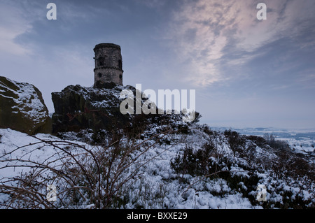 Sera d'inverno alla follia della tosatura Cop in Staffordshire / Cheshire confine Foto Stock