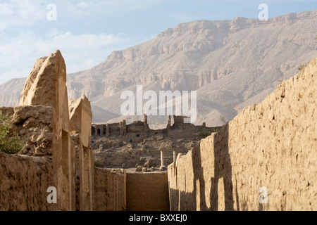 Vista delle pareti del contenitore dal Palace Le camere del tempio del faraone Ramesse III, Medinet Habu, West Bank, Luxor Egitto Foto Stock