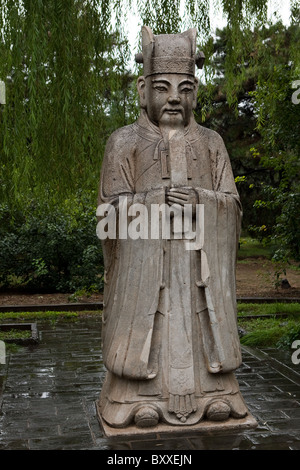 Funzionario civile statua, Via Sacra, Ming tombe, Pechino, Cina Foto Stock