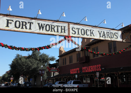 Fort Worth Stock Yards segno, Fort Worth, Texas Foto Stock