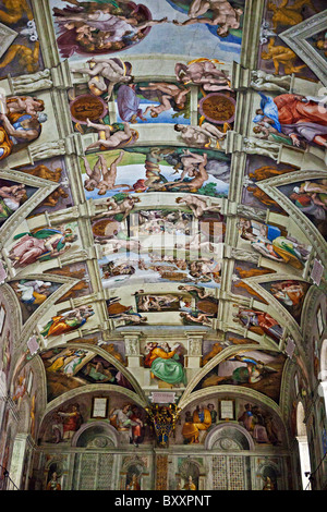 Soffitto della Cappella Sistina Foto Stock