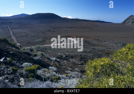 Plaine des Sables (sabbie plain) sulla strada per il Piton de la Fournaise vulcano, la Reunion Island (Francia), l'Oceano Indiano Foto Stock