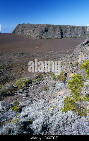 Plaine des Sables (sabbie plain) sulla strada per il Piton de la Fournaise vulcano, la Reunion Island (Francia), l'Oceano Indiano Foto Stock