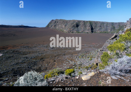 Plaine des Sables (sabbie plain) sulla strada per il Piton de la Fournaise vulcano, la Reunion Island (Francia), l'Oceano Indiano Foto Stock