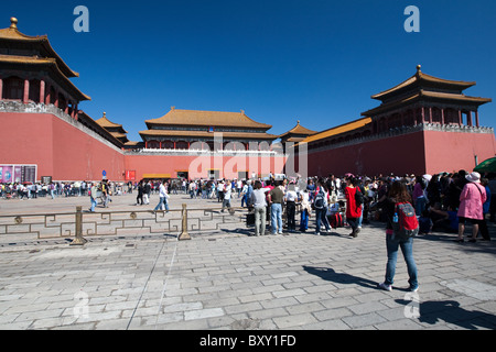 Meridian Gate, Wu uomini, noto anche come Wufeng Lou, 5 torrette di Phoenix, la Città Proibita, GuGong, Pechino, Cina Foto Stock