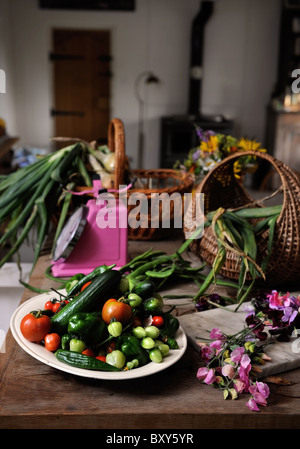 Un paese cucina con prodotti freschi Dorset, Regno Unito Foto Stock