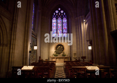 Vetrata presso la National Cathedral - Washington DC, Stati Uniti d'America Foto Stock