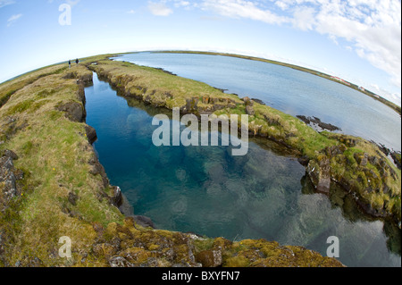 Vulcanica Nesgjá crack, Asbirgi, Akureyri, Islanda Foto Stock