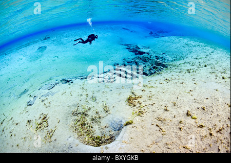 Asbirgi lago, lago vulcanico, Islanda Foto Stock