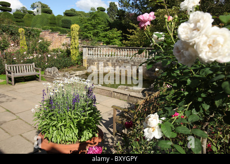 Station wagon di Tatton Park, Inghilterra. Vista estiva di Tatton Park Rose Garden. Foto Stock