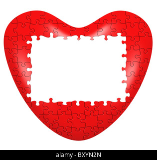 Cuore puzzle 3D all frame. Isolato su bianco Foto Stock