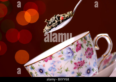 Foglie di tè pronto a brew Foto Stock