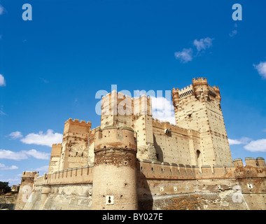 Castello di La Mota. Ricostruita fortezza medievale. Medina del Campo. Provincia di Valladolid. Castiglia e Leon. Spagna. Foto Stock