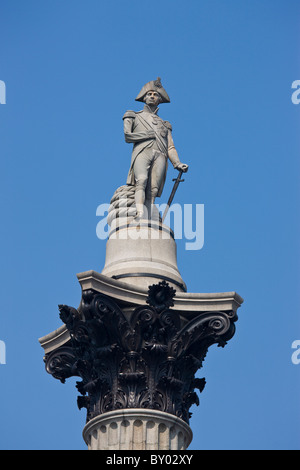 Nelson la colonna in Trafalgar Square Foto Stock