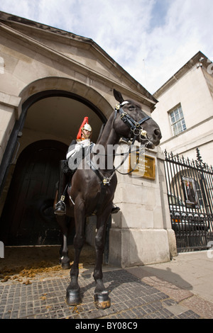 Horse Guard in Whitehall di fronte alla Banqueting House Foto Stock