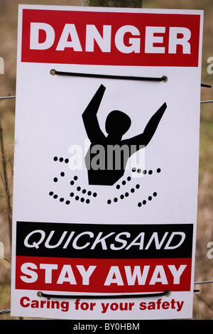 Pericolo quicksand stare lontano segno di avvertimento Foto Stock