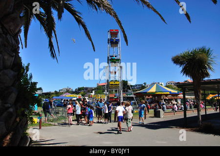 Giostre in fiera al Caroline Bay Festival, Caroline Bay, Timaru (te Tihi-o-Maru), Canterbury, South Island, nuova Zelanda Foto Stock